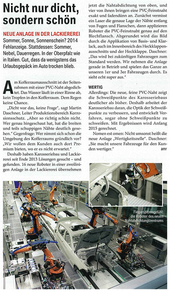 Quelle: BMW Group Werkszeitung Regensburg/Wackersdorf Oktober 2014