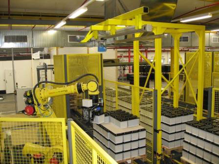 Depalettierung von Autobatterien